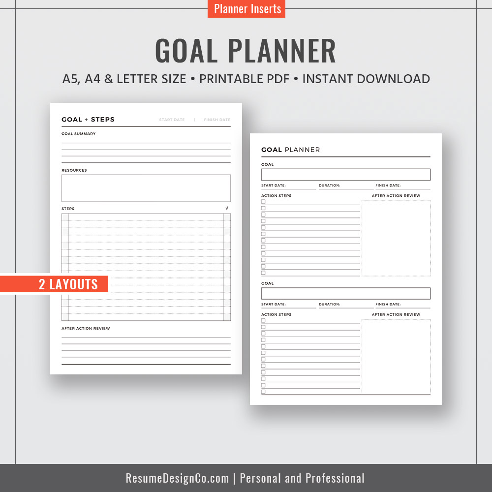 Goal Planner Inserts for Personal Size Planners 
