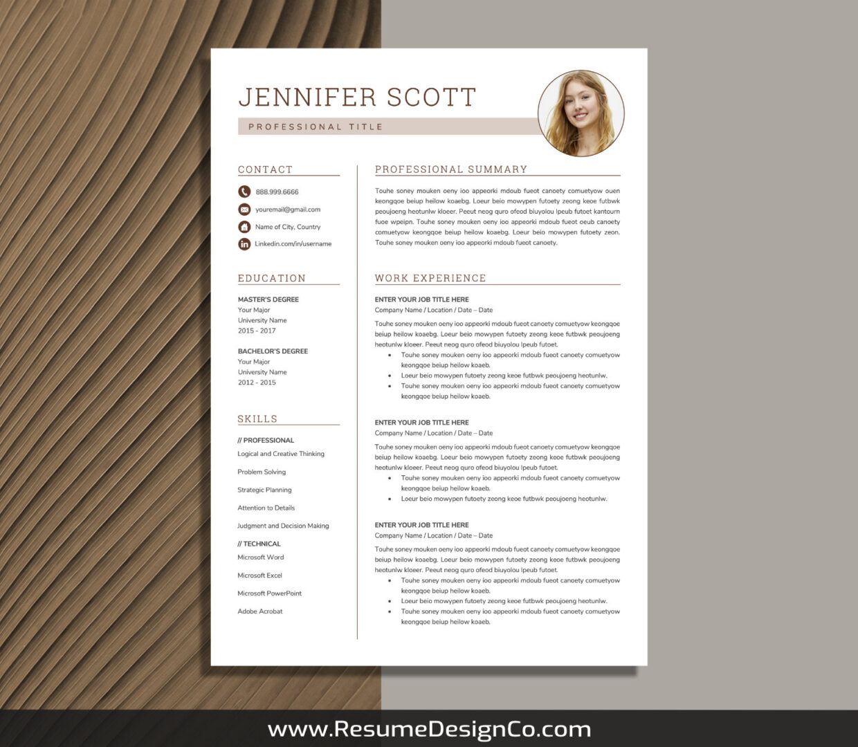 Modern Resume Template, CV Template for MS Word, Professional Resume ...