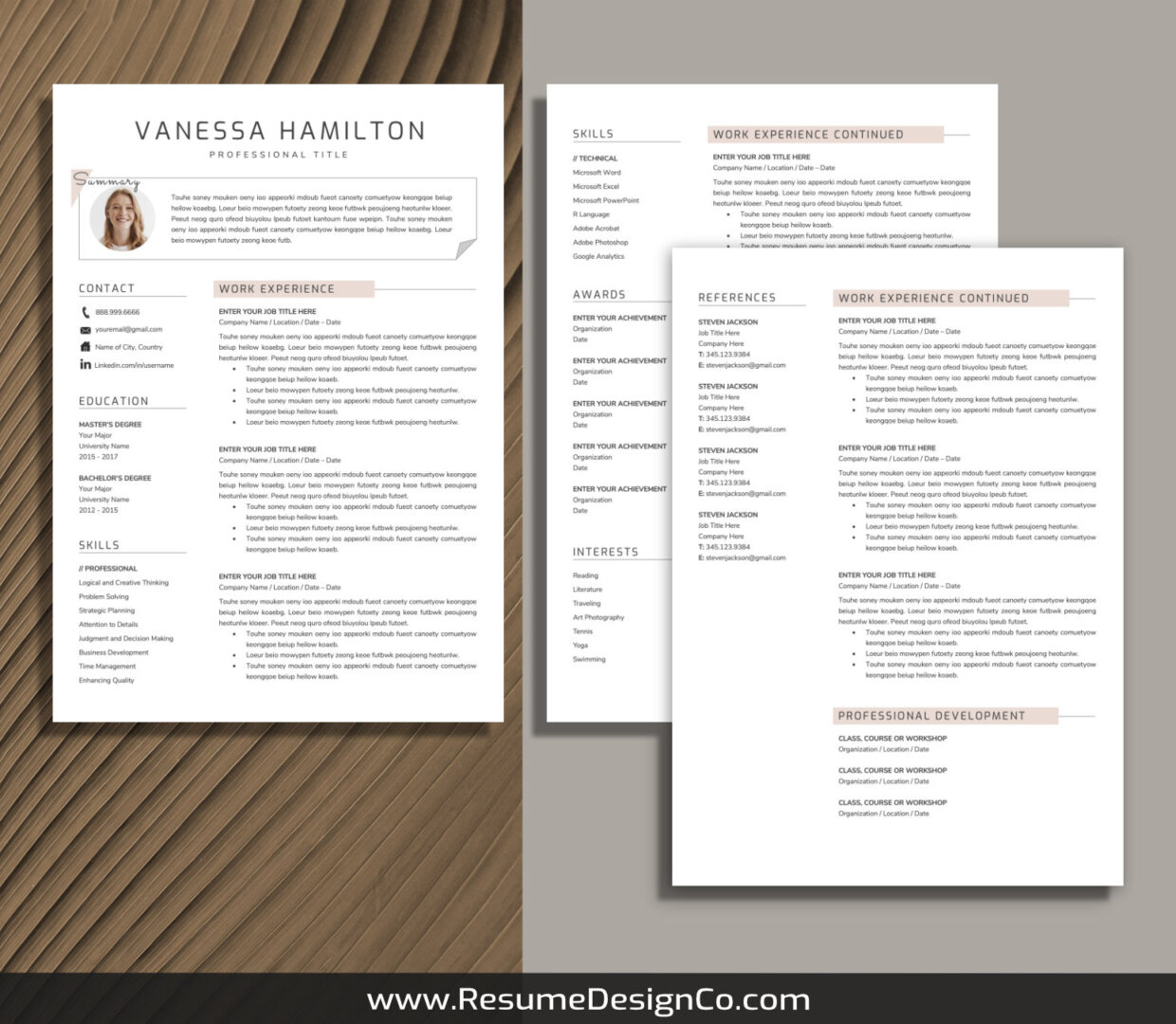 Resume Template Word, CV Template, Modern Professional Resume Design ...